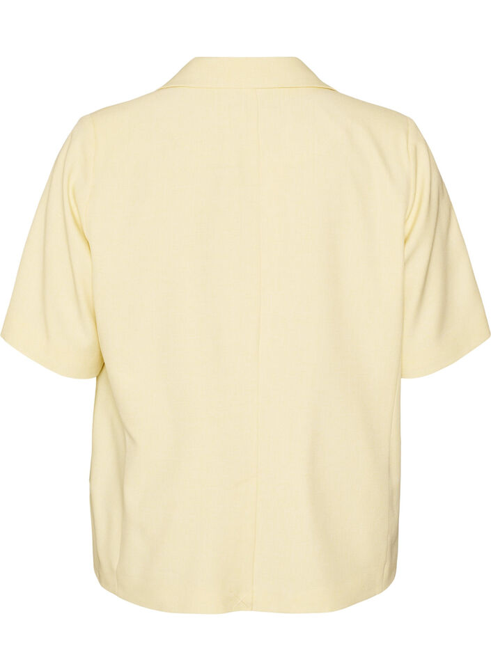 Blazer med korte ermer og slag, Gul, Packshot image number 1