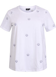 T-skjorte i økologisk bomull med broderte motiv, Bright White Sea