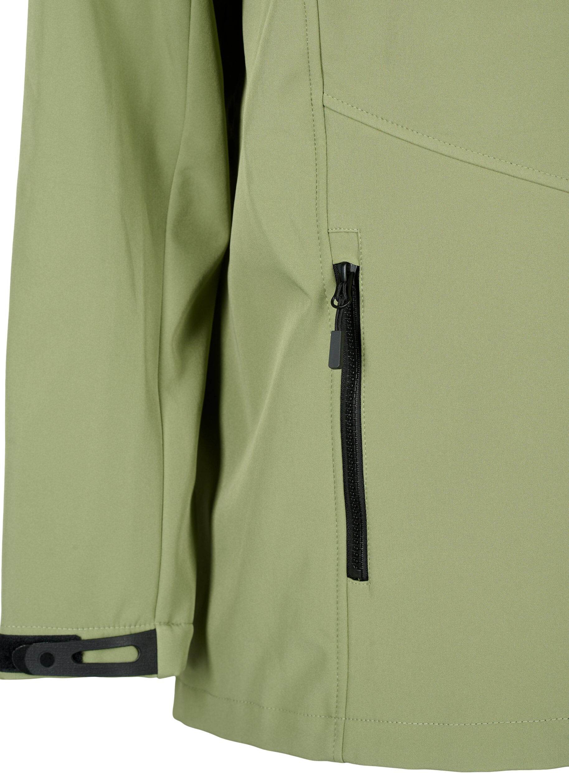 Zizzi Kort softshell-jakke med lommer, Oil Green, Packshot image number 3