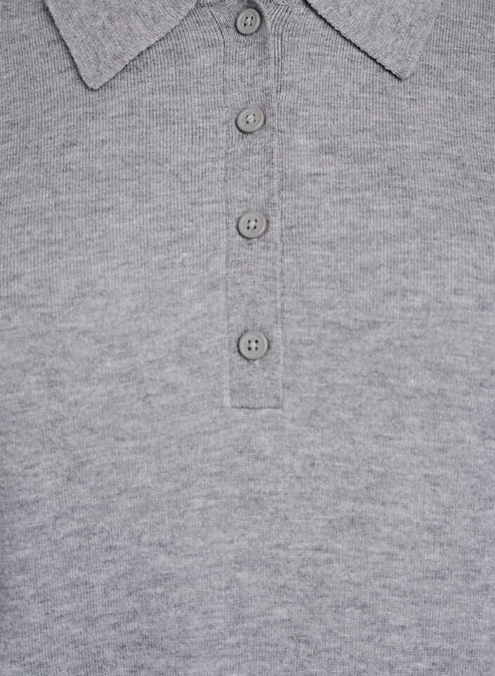 Strikkeplagg med krage, Light Grey Melange, Packshot