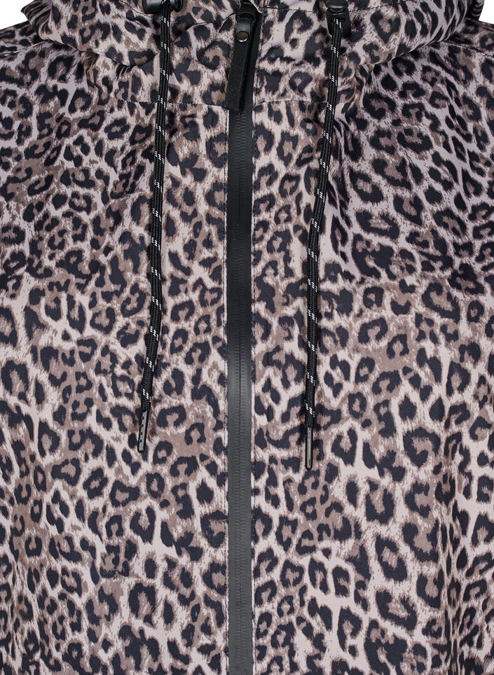 Regnjakke med lommer og hette, Brun, Packshot image number 2