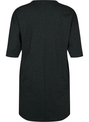 Melert kjole med 3/4-ermer og V-hals, Dark Grey Mel., Packshot image number 1