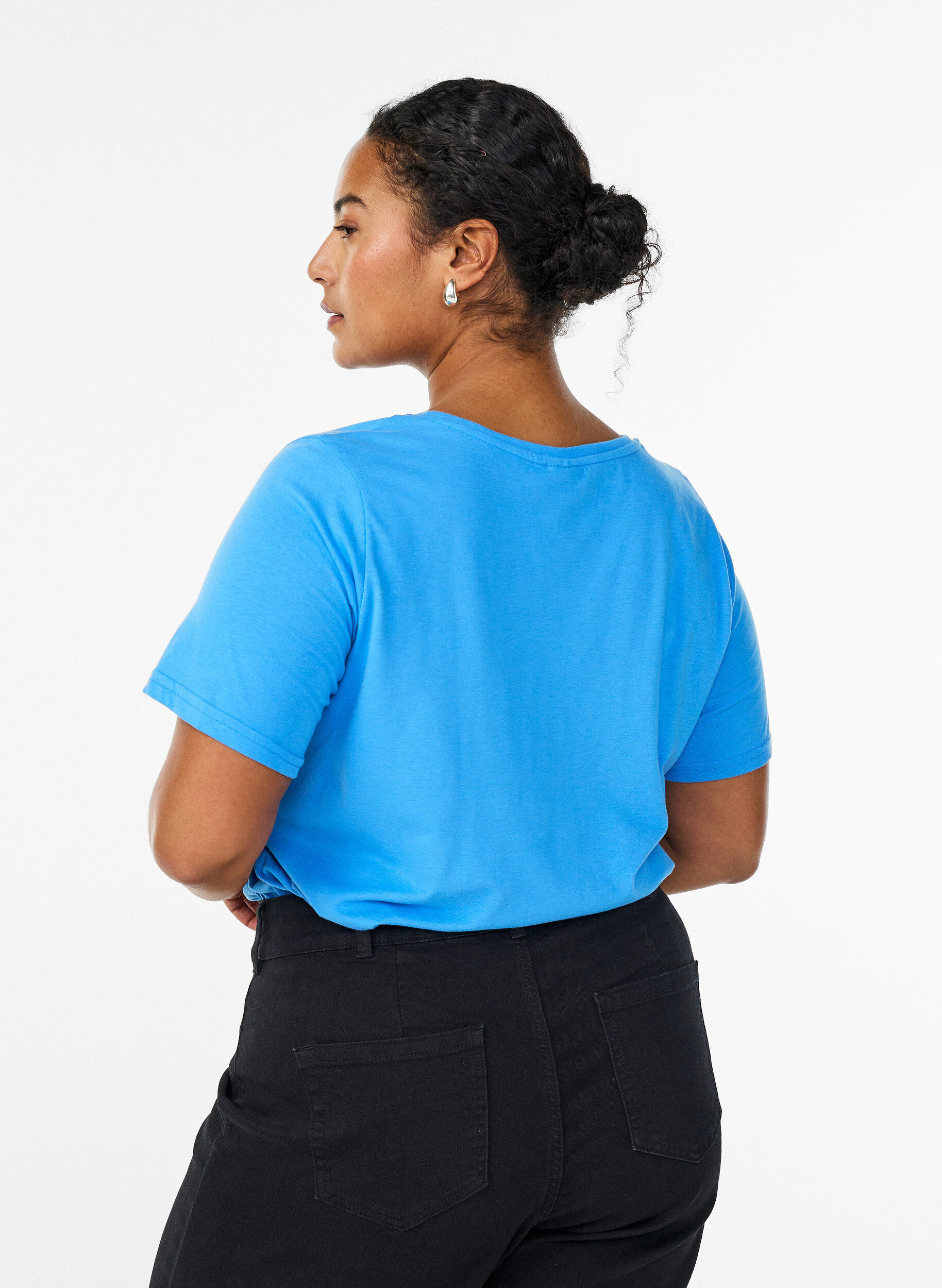 Zizzi FLASH - T-skjorte med trykk, Bl&aring;, Model image number 2