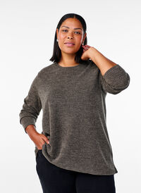 Langermet bluse med tekstur, Brun Langermet bluse med tekstur, Brun, Model