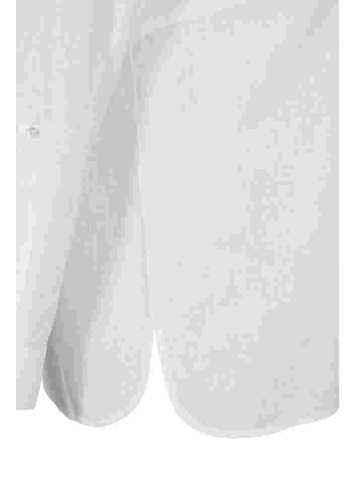 Bluse med 3/4-ermer og knapper, White, Packshot image number 3