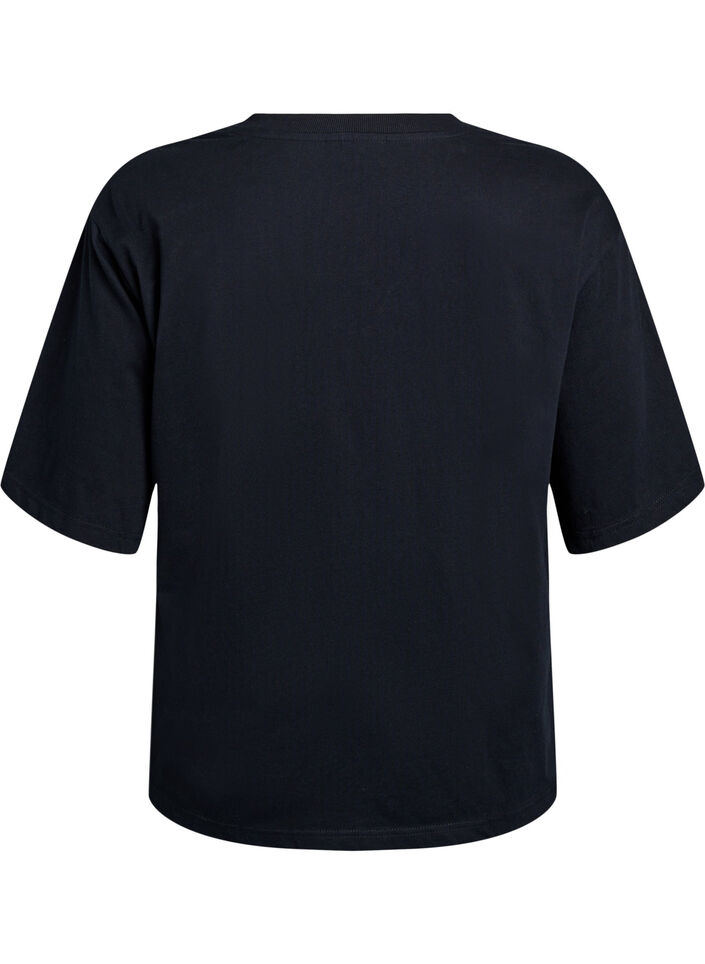 Oversized T-skjorte med Racing-trykk, Svart, Packshot image number 1