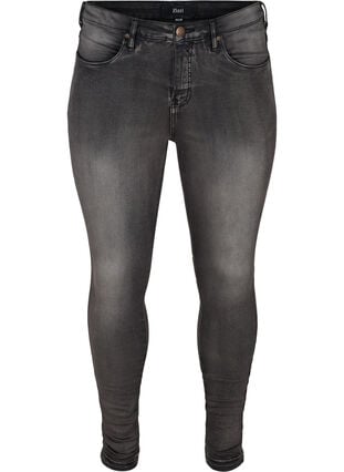 Zizzi Super slim Amy jeans med høyt liv, Dark Grey Denim, Packshot image number 0