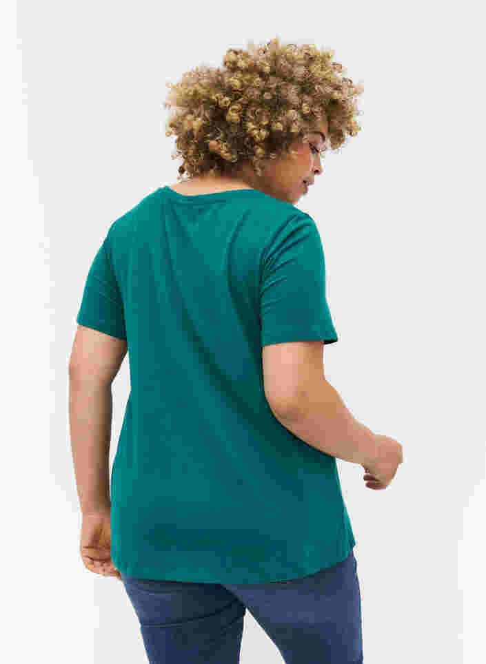 Basis T-skjorte med V-hals, Teal Green, Model image number 1