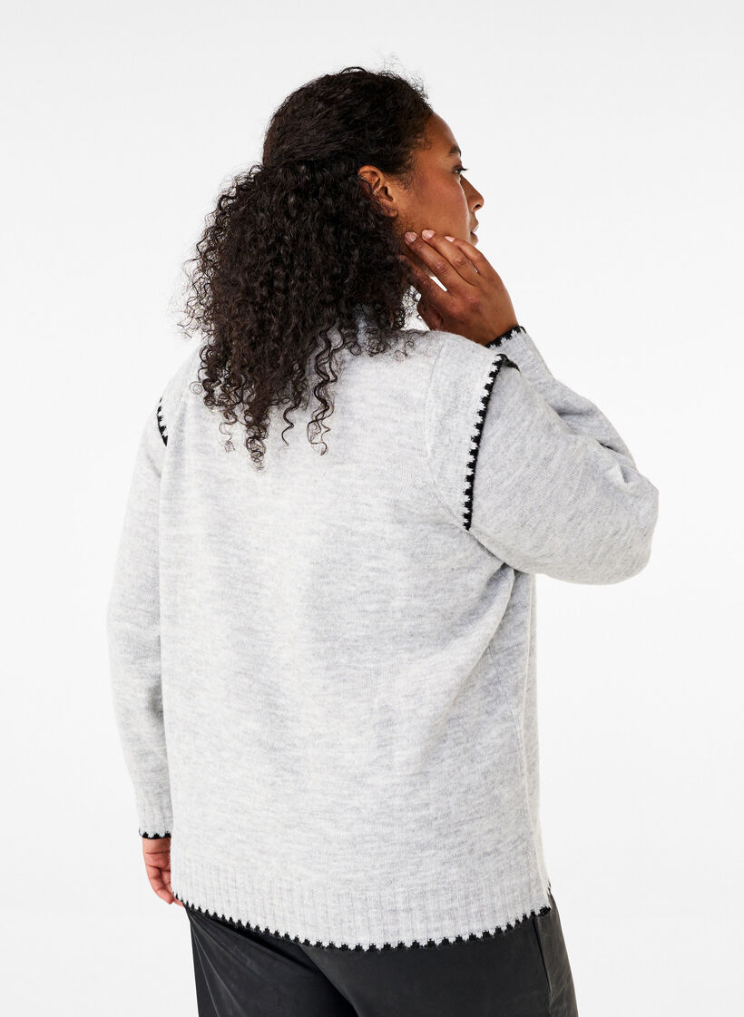 Strikket bluse med kontrastfargede sømmer, LGM Black Edges, Model image number 1