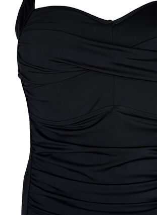 Vattert badedrakt med draperinger , Black, Packshot image number 2
