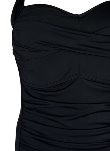 Vattert badedrakt med draperinger , Black, Packshot image number 2