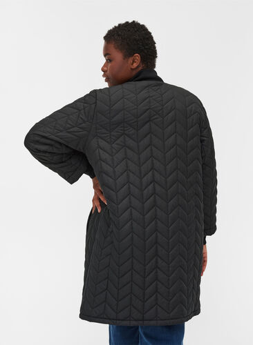 Lett jakke med quiltet mønster og lommer, Black, Model image number 1