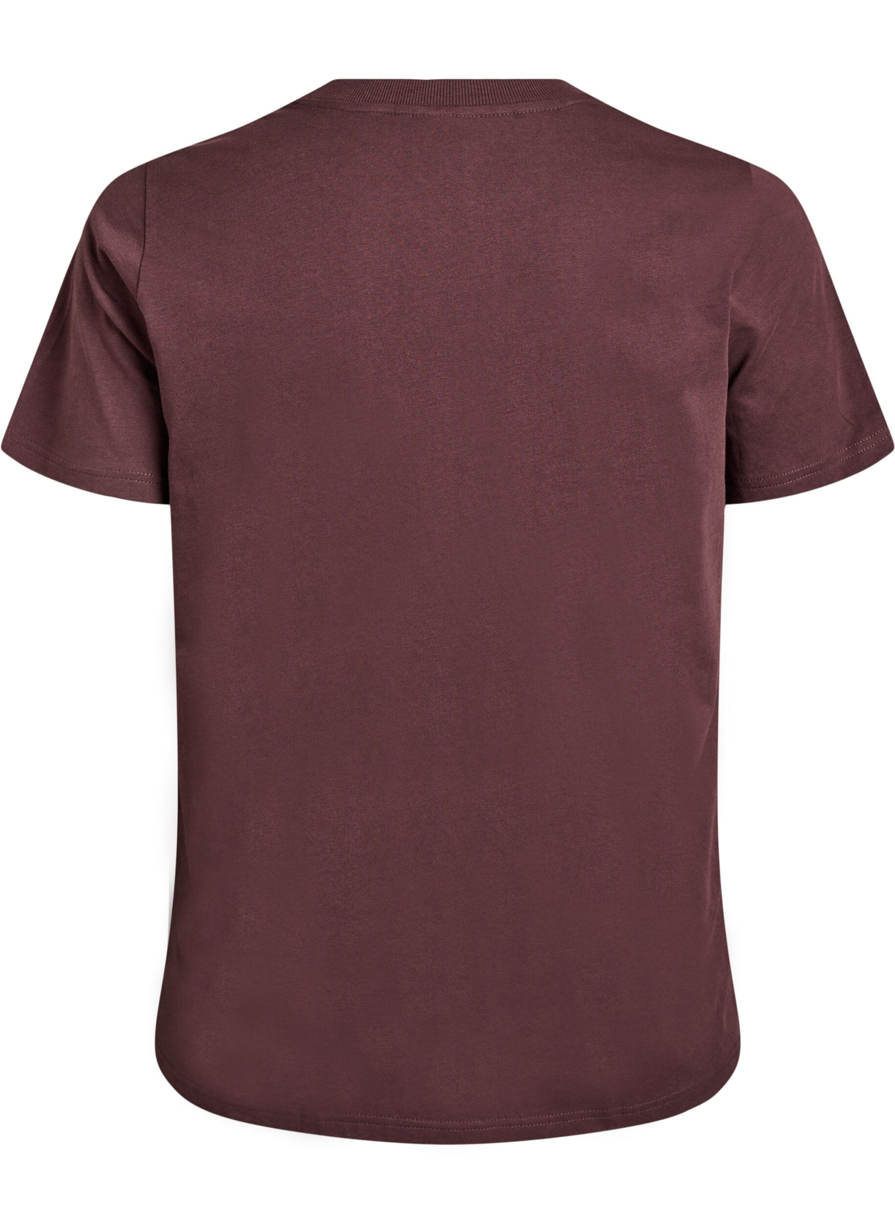 ZizziBasic T-skjorte i bomull med rund hals, Brun, Packshot image number 1