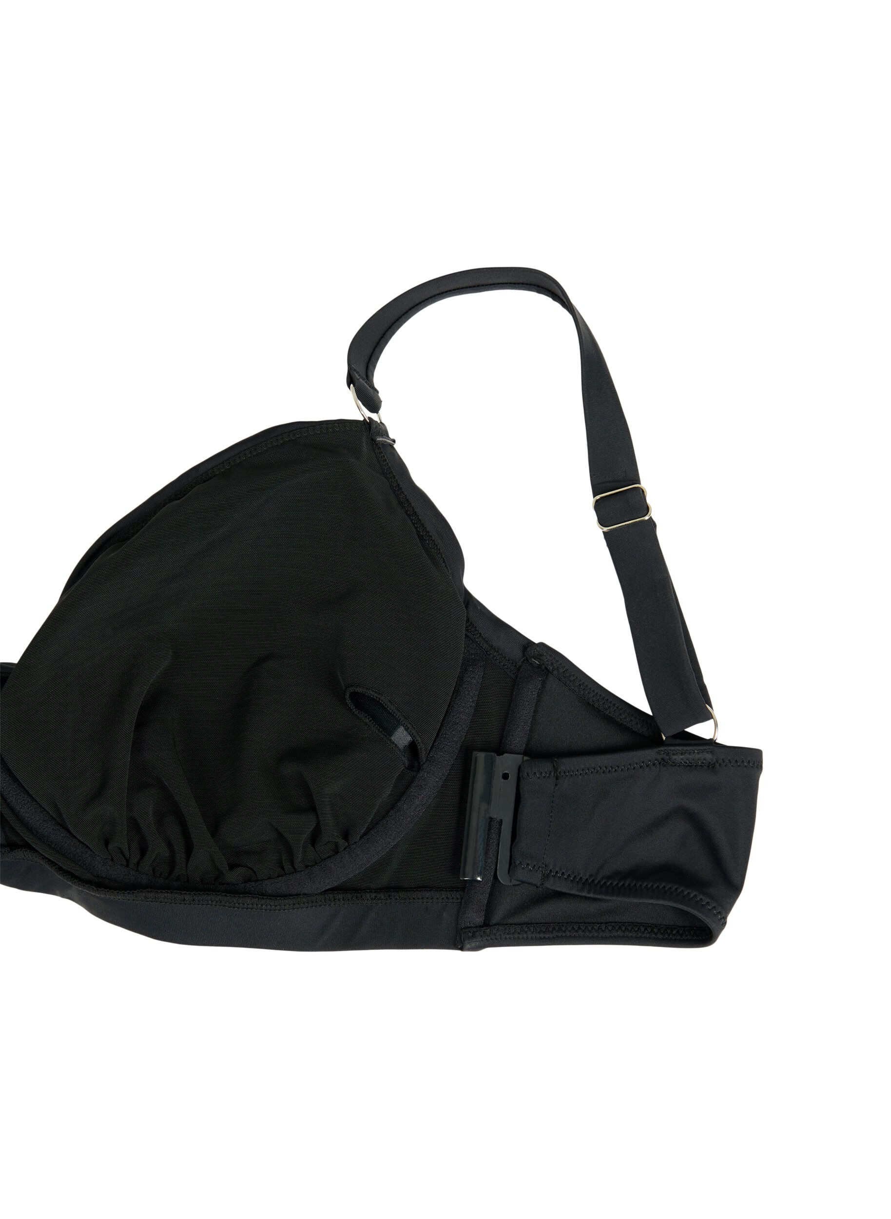 ZizziBikinioverdel med spiler og drapering, Svart, Packshot image number 3