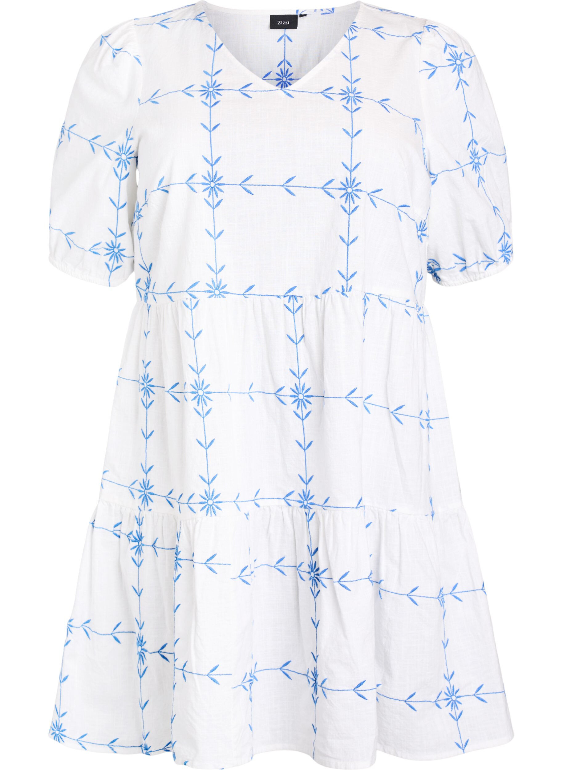 Kort kjole med V-hals og broderi