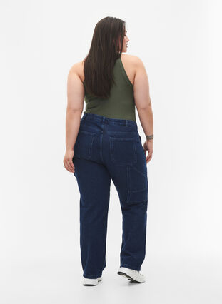 Cargo jeans med rett passform, Dark blue, Model image number 1