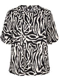 Kortermet bluse med sebraprint, Black W. White Zebra