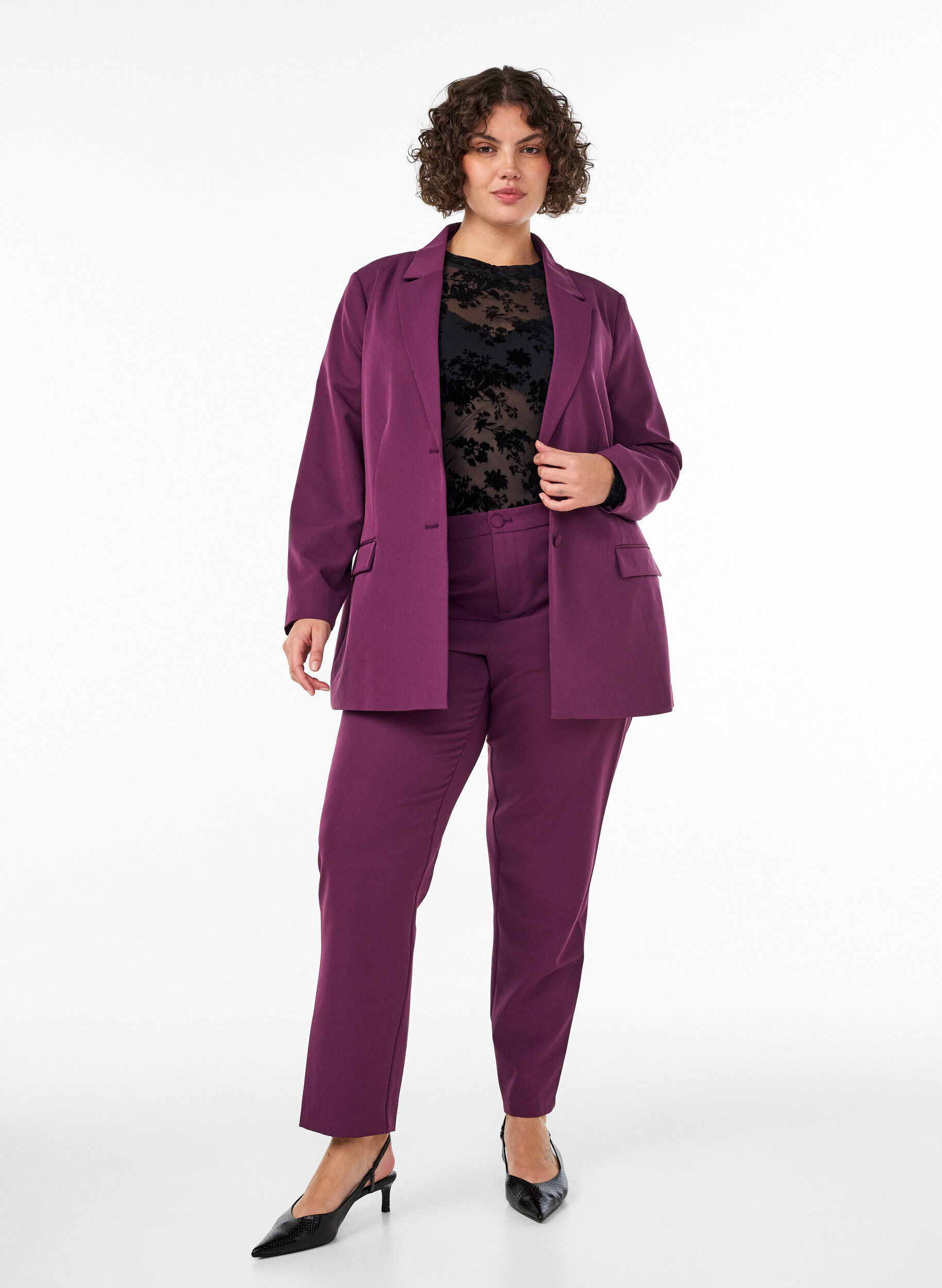 ZizziKlassisk blazer med knappelukking, Lilla, Model image number 1