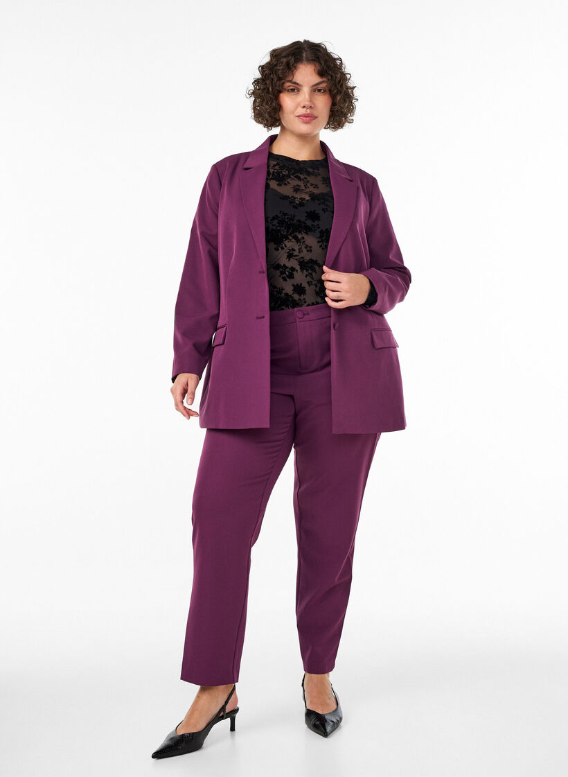 Klassisk blazer med knappelukking, Lilla, Model image number 1