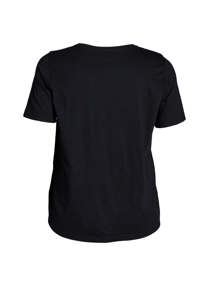T-skjorte med trykk, Svart, Packshot image number 1