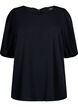 Kortermet bluse med sløyfe bak på ryggen, Black, Packshot image number 0