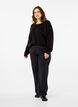 Løstsittende, strikket bluse med rund hals, Black, Model image number 2
