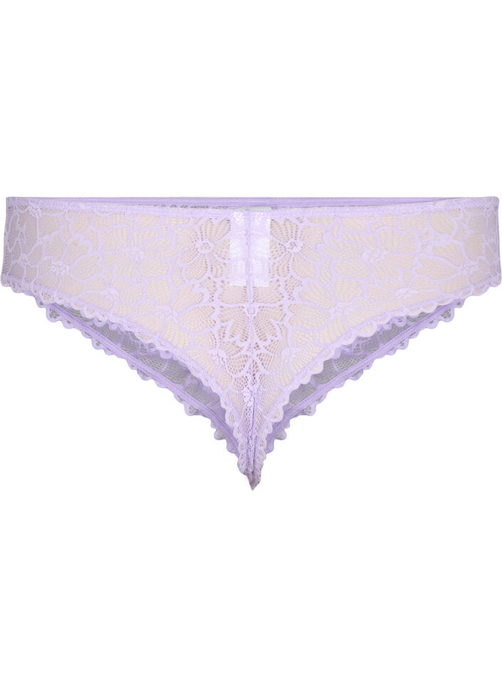 Blomstret g-streng i blonde med normalh&oslash;y midje, Lilla, Packshot image number 1