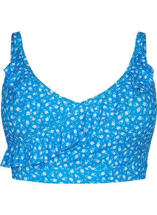 Blomstrete bikini med volanger, Blue Flower Print, Packshot image number 0