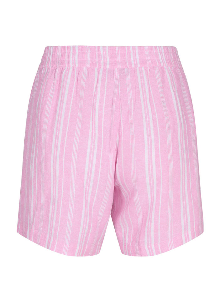 Stripete shorts i en blanding av lin og viskose, Rosa, Packshot image number 1