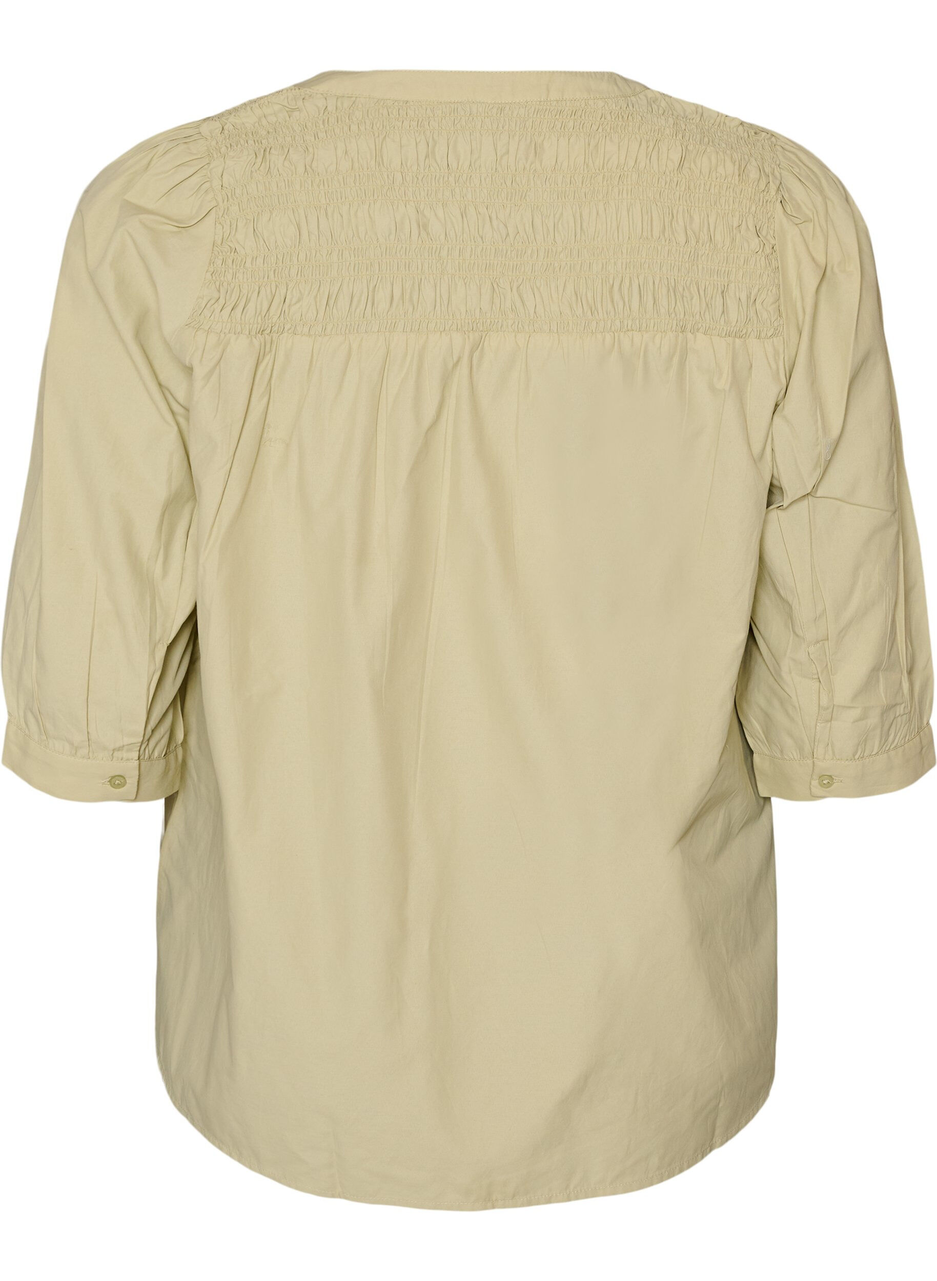 ZizziBluse med smock og 3/4 ermer, Gr&oslash;nn, Packshot image number 1