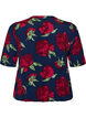 Viskosebluse med blomstertrykk og ballongform, Bl&aring;, Packshot image number 1