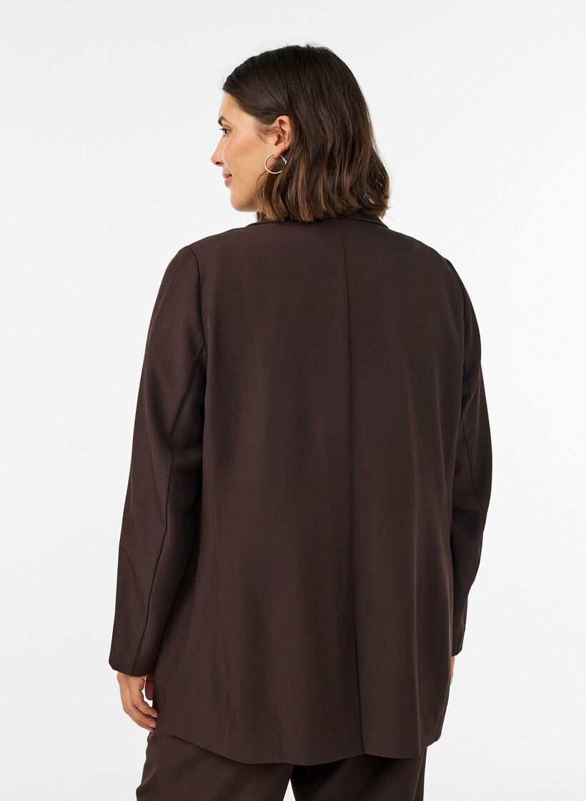 Blazer med lommer og splitter, Brun, Model image number 2