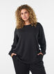 Langermet jersebluse med rund hals, Svart, Model image number 0