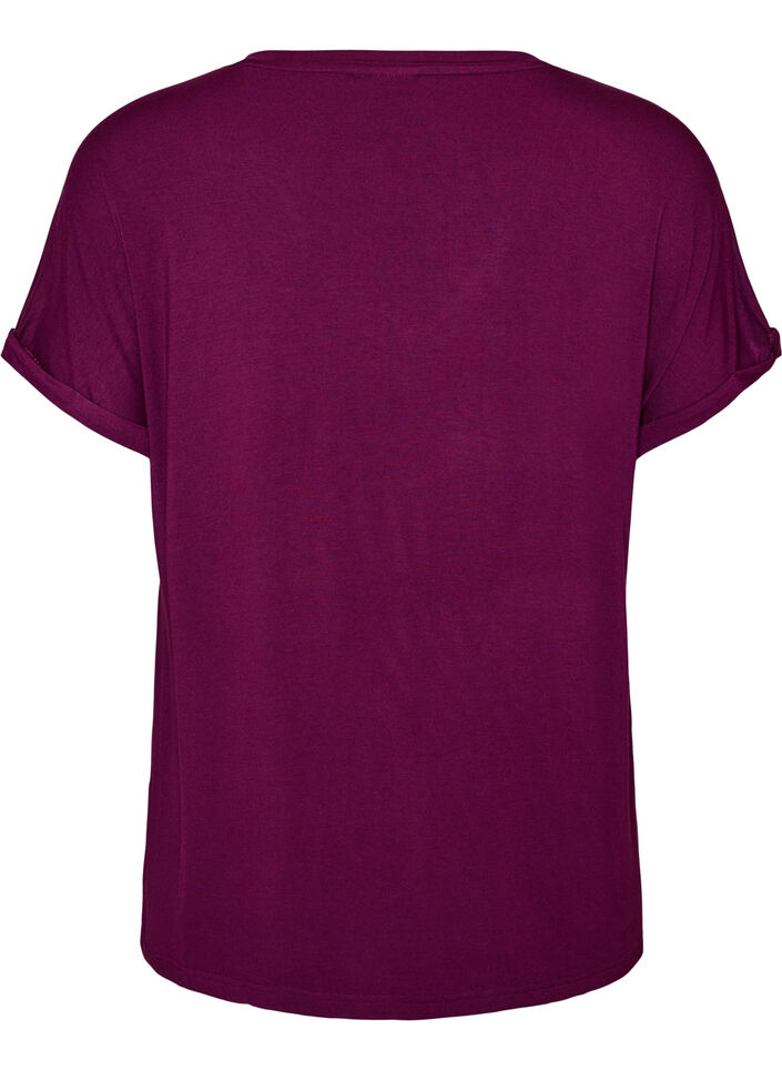 Basis V-hals T-skjorte i viskose, Lilla, Packshot image number 1
