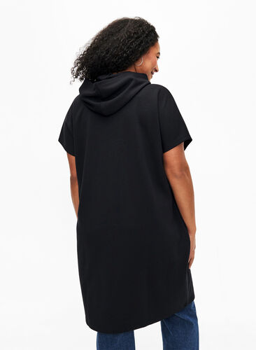 Kortermet kjole i modalblandet sweatshirtkvalitet, Black, Model image number 1