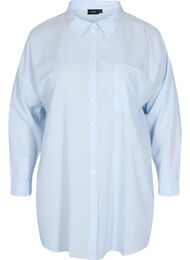 Stripete nattskjorte i bomull, White w. Blue Stripe