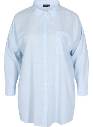 Stripete nattskjorte i bomull, White w. Blue Stripe, Packshot image number 0