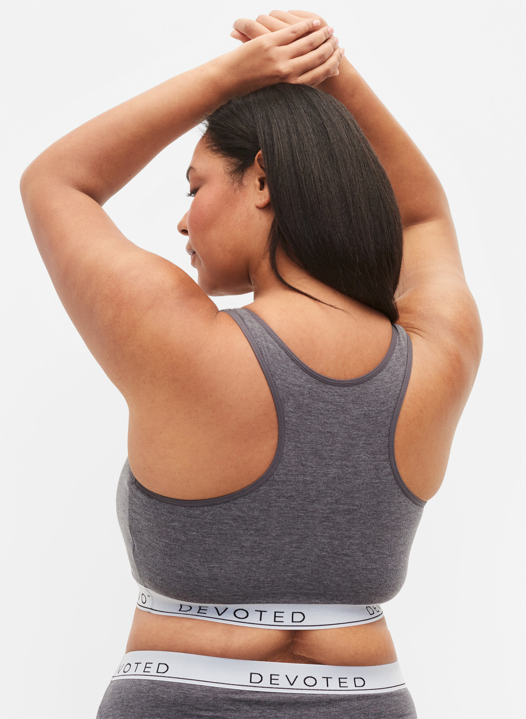 Zizzi Melert BH med rund hals, Medium Grey Melange, Model image number 1