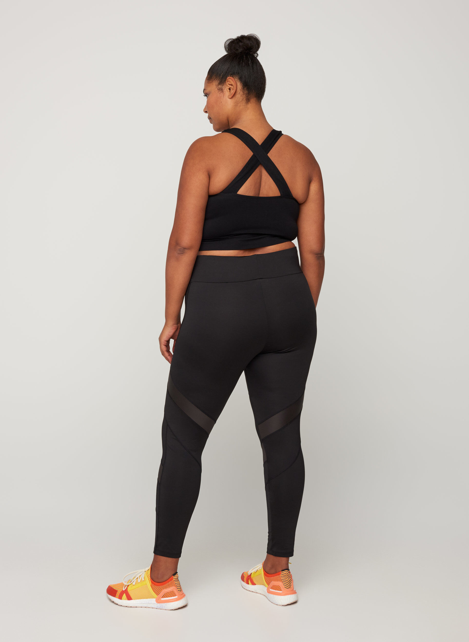 Zizzi Cropped treningstights med mesh, Black, Model image number 0