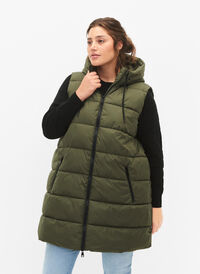 Lang vest med hette og lommer, Forest Night, Model