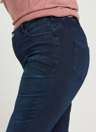 Super slim Amy jeans med høyt liv, Dark blue denim, Model image number 2