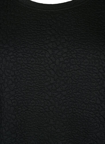Kjole med struktur og trekvartlange ermer, Black, Packshot image number 2