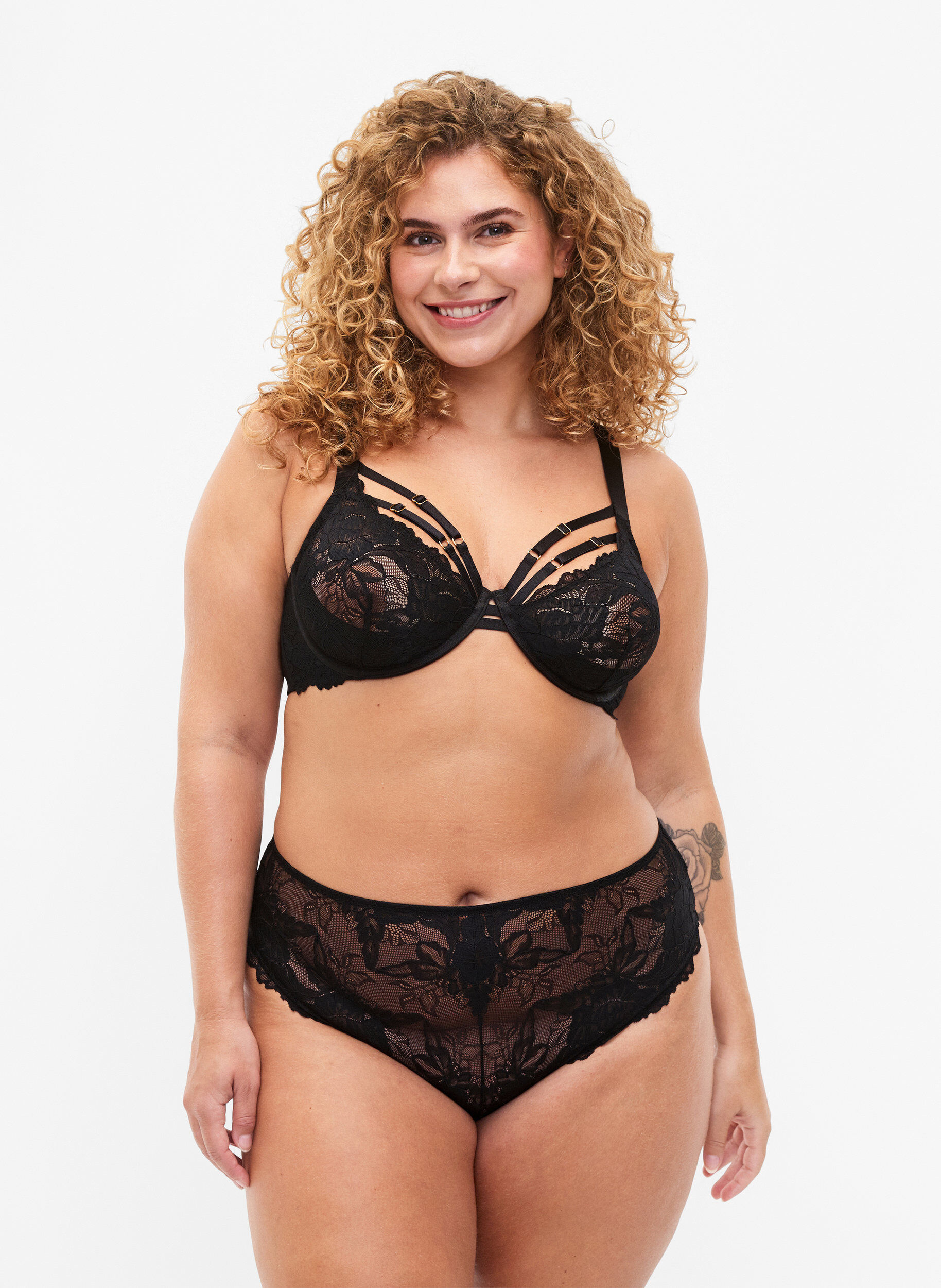 Zizzi 2-pack blondetaitruser med vanlig midje, Black, Model image number 0
