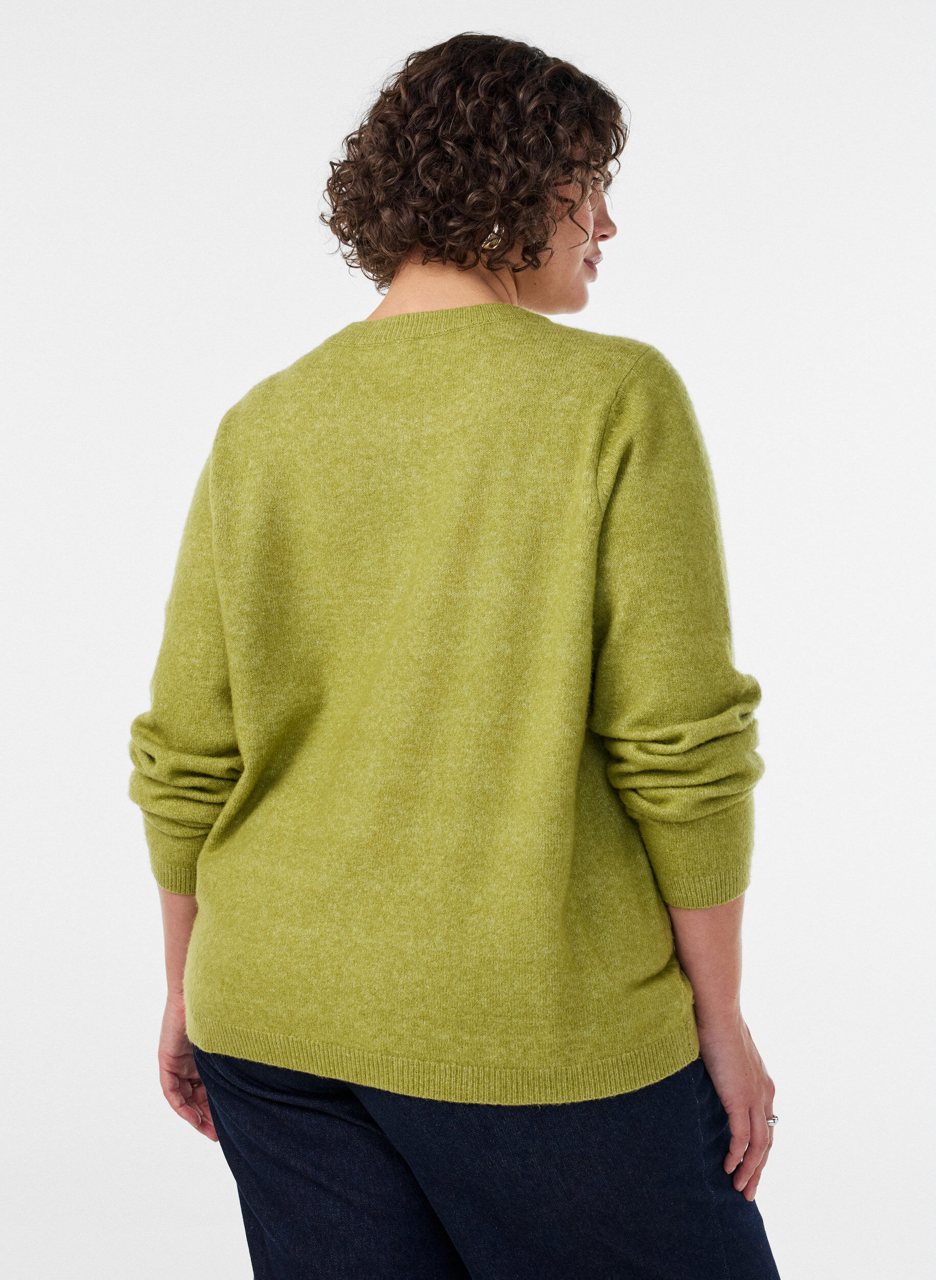 ZizziCardigan med knapper og avrundet front, Gr&oslash;nn, Model image number 2