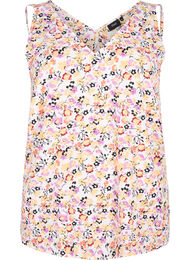 Blomstret topp med V-hals, Off White Flower AOP