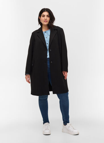 Klassisk kåpe med knappelukking, Black, Model image number 2