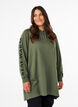 Oversize sweatshirt med print på ermene, Thyme w. Black, Model image number 0