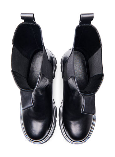 Wide fit skinnstøvler med strikk, Black, Packshot image number 1