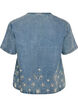 Kortermet denimbluse med broderie anglaise, Bl&aring;, Packshot image number 1