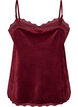 Velour topp med blonderkant, R&oslash;d, Packshot image number 1